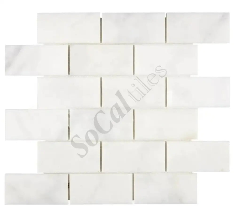 Afyon White Marble 2’’ X 4’’ Brick Mosaic Polished Backsplash Tile
