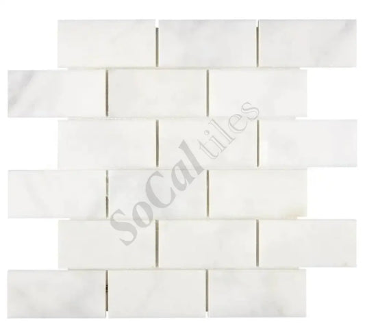 Afyon White Marble 2’’ X 4’’ Brick Mosaic Polished Backsplash Tile