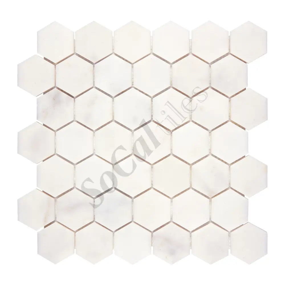 Afyon White Marble 2’’ X 2’’ Hexagon Mosaic Polished Backsplash Tile