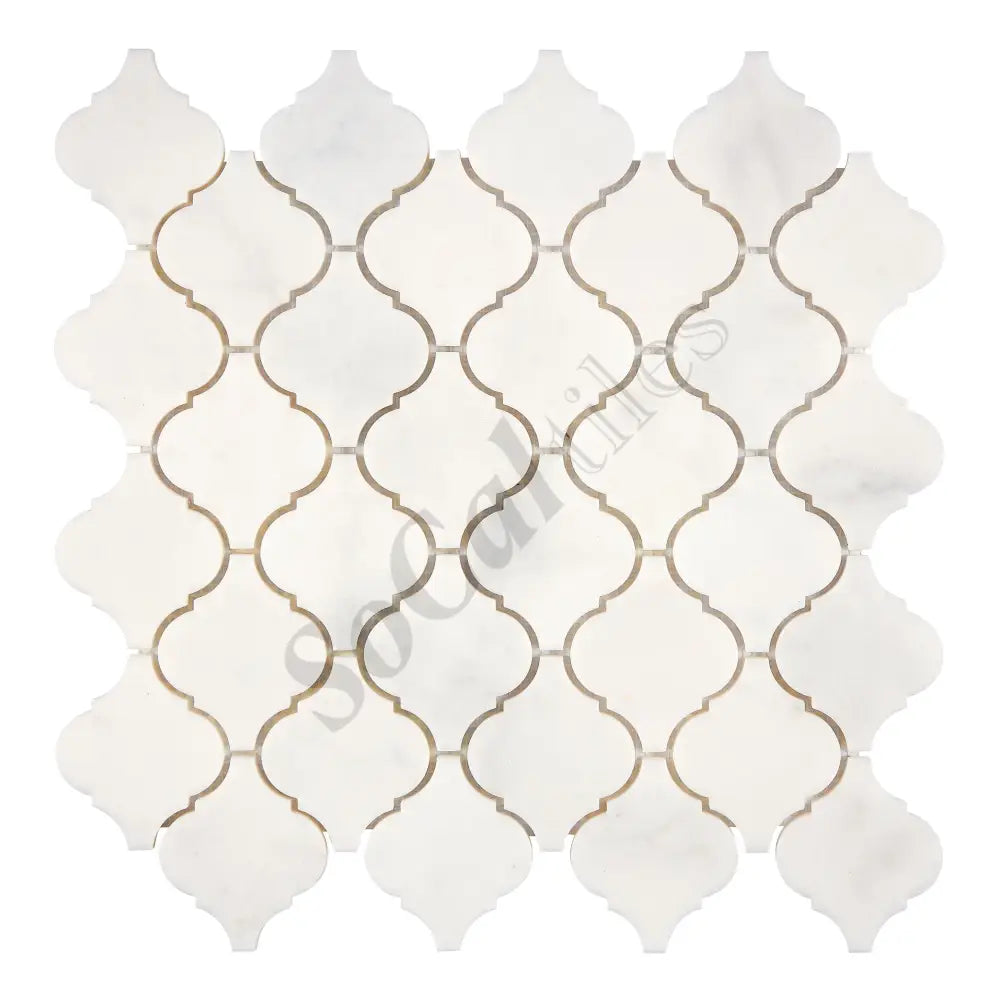Afyon White Marble 3’’ Arabesque Lantern Mosaic Polished Backsplash Tile