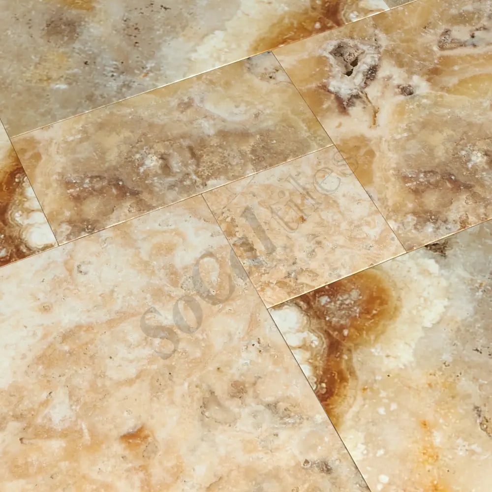 Antico Onyx Travertine 3 cm Versailles Pattern Paver Tumbled Wall Tile