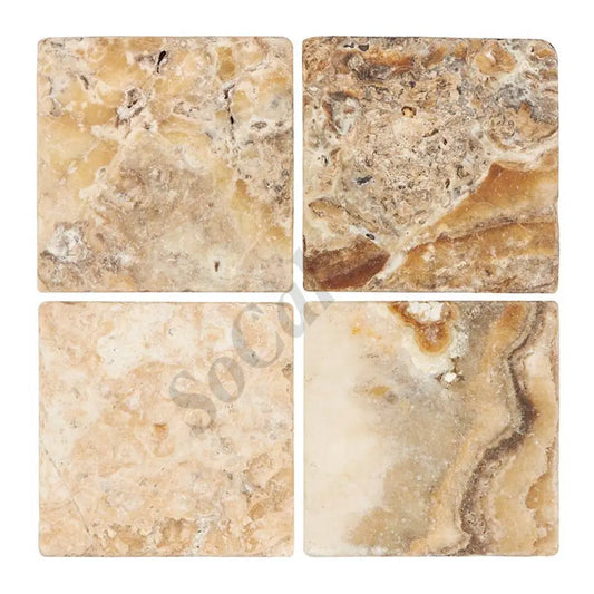 Antico Onyx Travertine 6’’ X 6’’ Tile Tumbled Wall Tile
