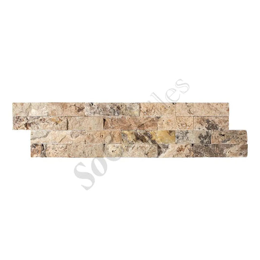 Antico Onyx Travertine Ledger-Panel Split-Faced Wall Tile