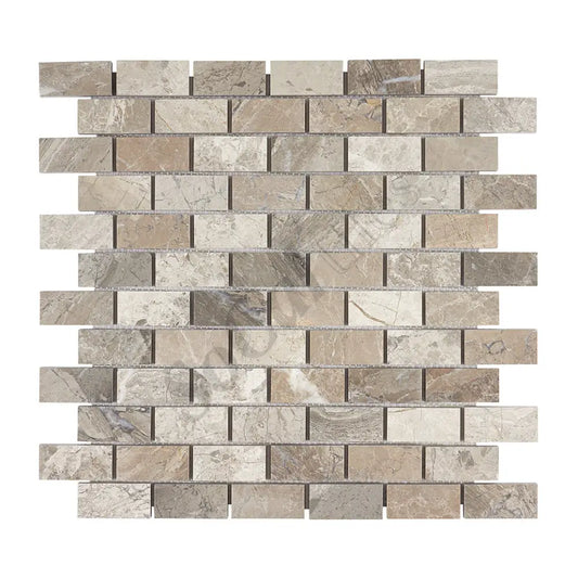 Atlantic Gray Marble 1’’ X 2’’ Brick Mosaic Tumbled/Polished/Honed Wall Tile