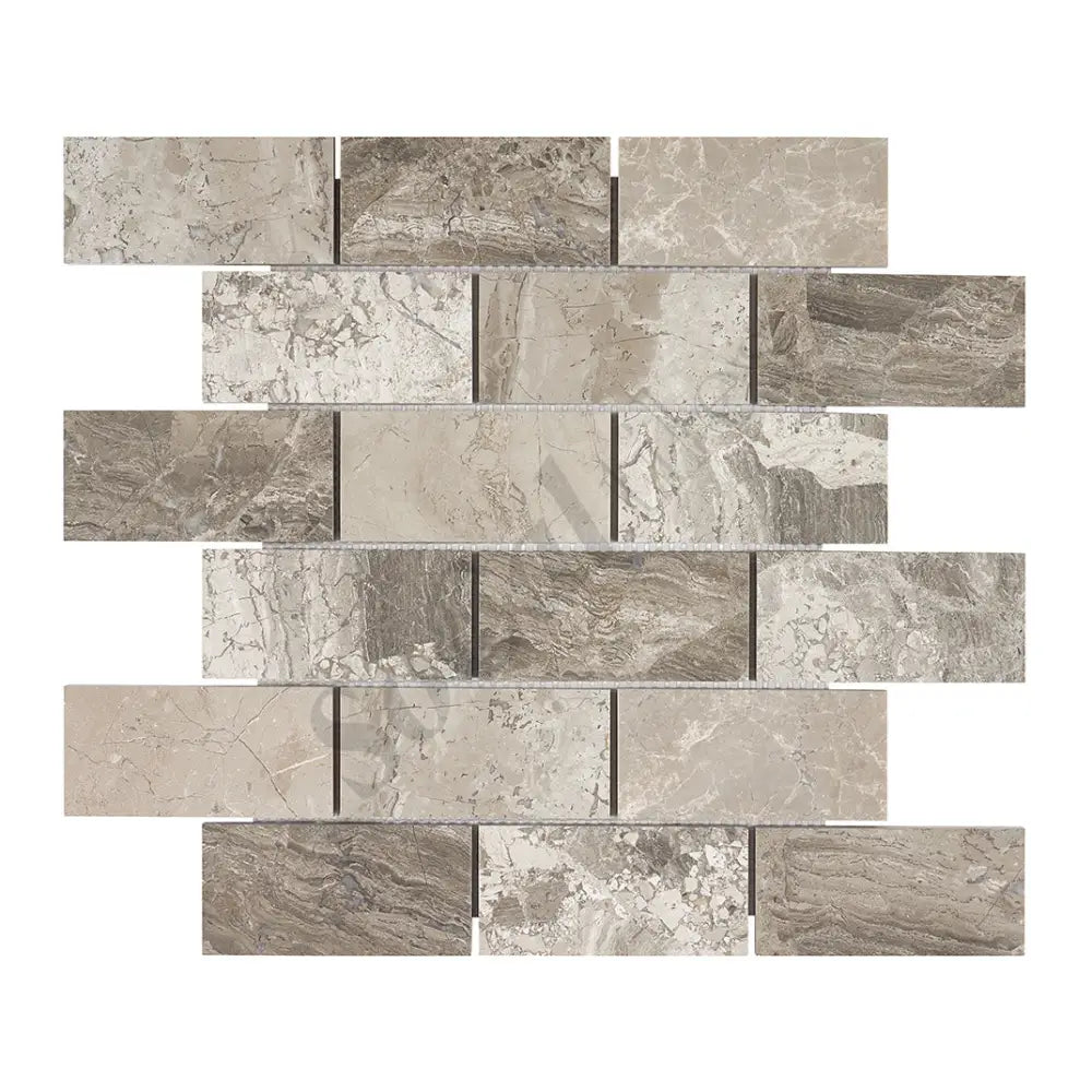 Atlantic Gray Marble 2’’ X 4’’ Brick Mosaic Tumbled/Polished/Honed Wall Tile