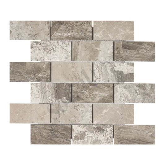 Atlantic Gray Marble 2’’ X 4’’ Brick Mosaic Tumbled/Polished/Honed Wall Tile