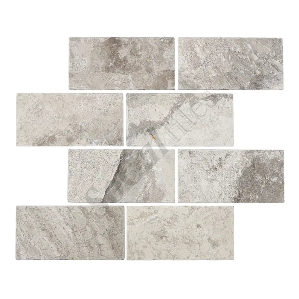 Atlantic Gray Marble 2’’ X 6’’ Brick Mosaic Split-Faced Wall Tile