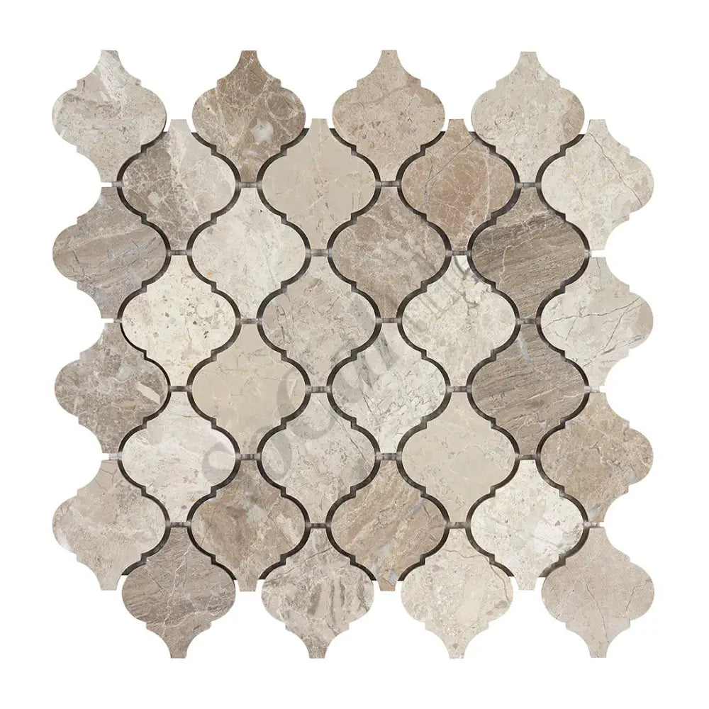 Atlantic Gray Marble 3’’ Arabesque Lantern Mosaic Polished/Honed Wall Tile