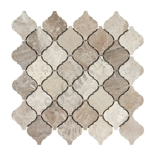 Atlantic Gray Marble 3’’ Arabesque Lantern Mosaic Polished/Honed Wall Tile