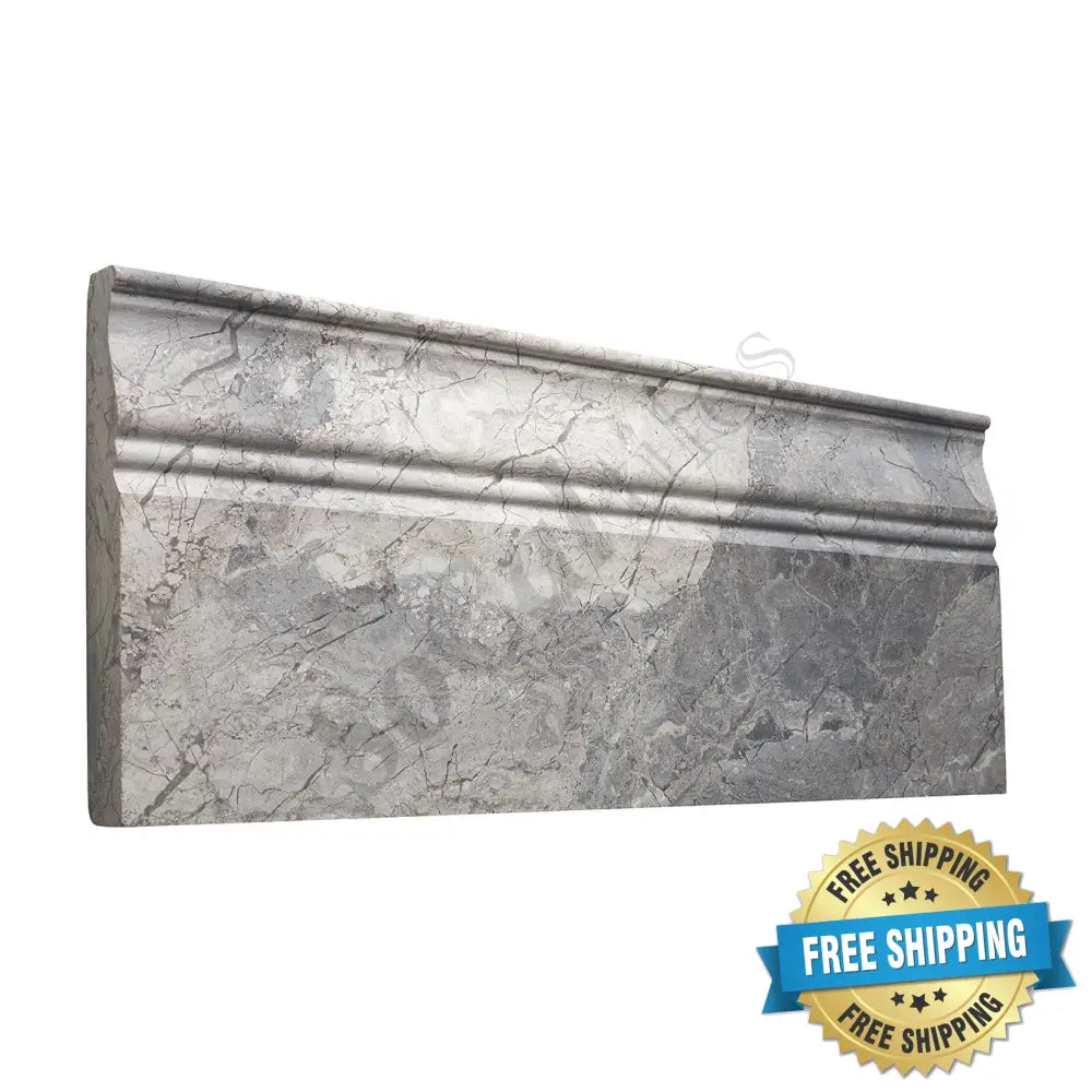 Atlantic Gray Marble 4-3/4’’ X 12’’ X 3/4’’ Baseboard Trim Polished/Honed Baseboard