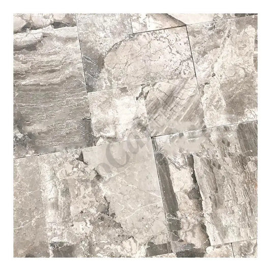 Atlantic Gray Marble Versailles Pattern Tile Brushed & Chiseled/Tumbled Wall Tile