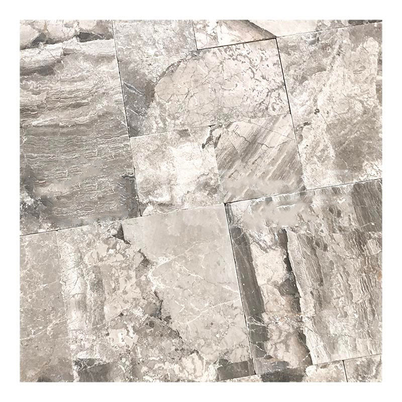 Atlantic Gray Marble Versailles Pattern Tile Brushed & Chiseled/Tumbled Wall Tile