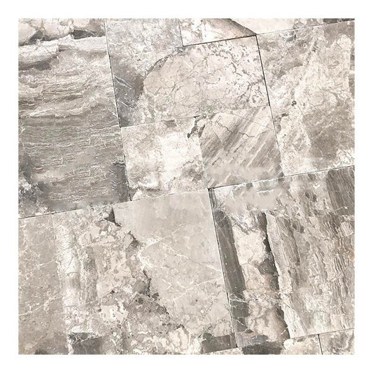 Atlantic Gray Marble Versailles Pattern Tile Brushed & Chiseled/Tumbled Wall Tile