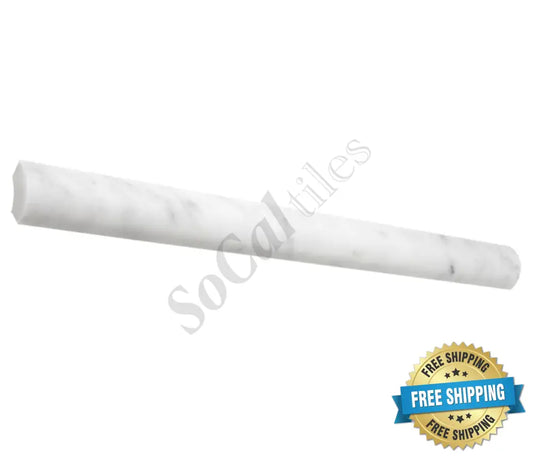 Bianco Carrara White Marble 1’’ X 12’’ Quarter-Round Trim Quarter-Round