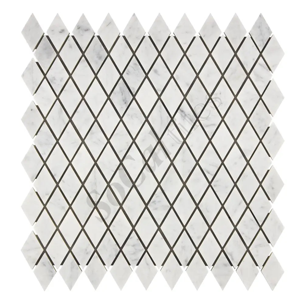 Bianco Carrara White Marble 1’’ X 2’’ Diamond Mosaic Wall Tile