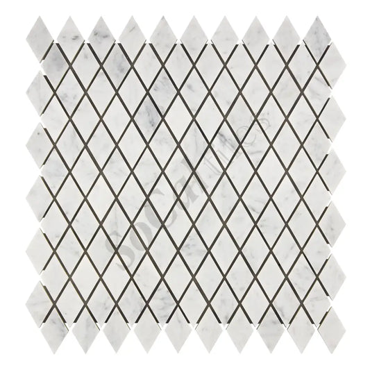 Bianco Carrara White Marble 1’’ X 2’’ Diamond Mosaic Wall Tile