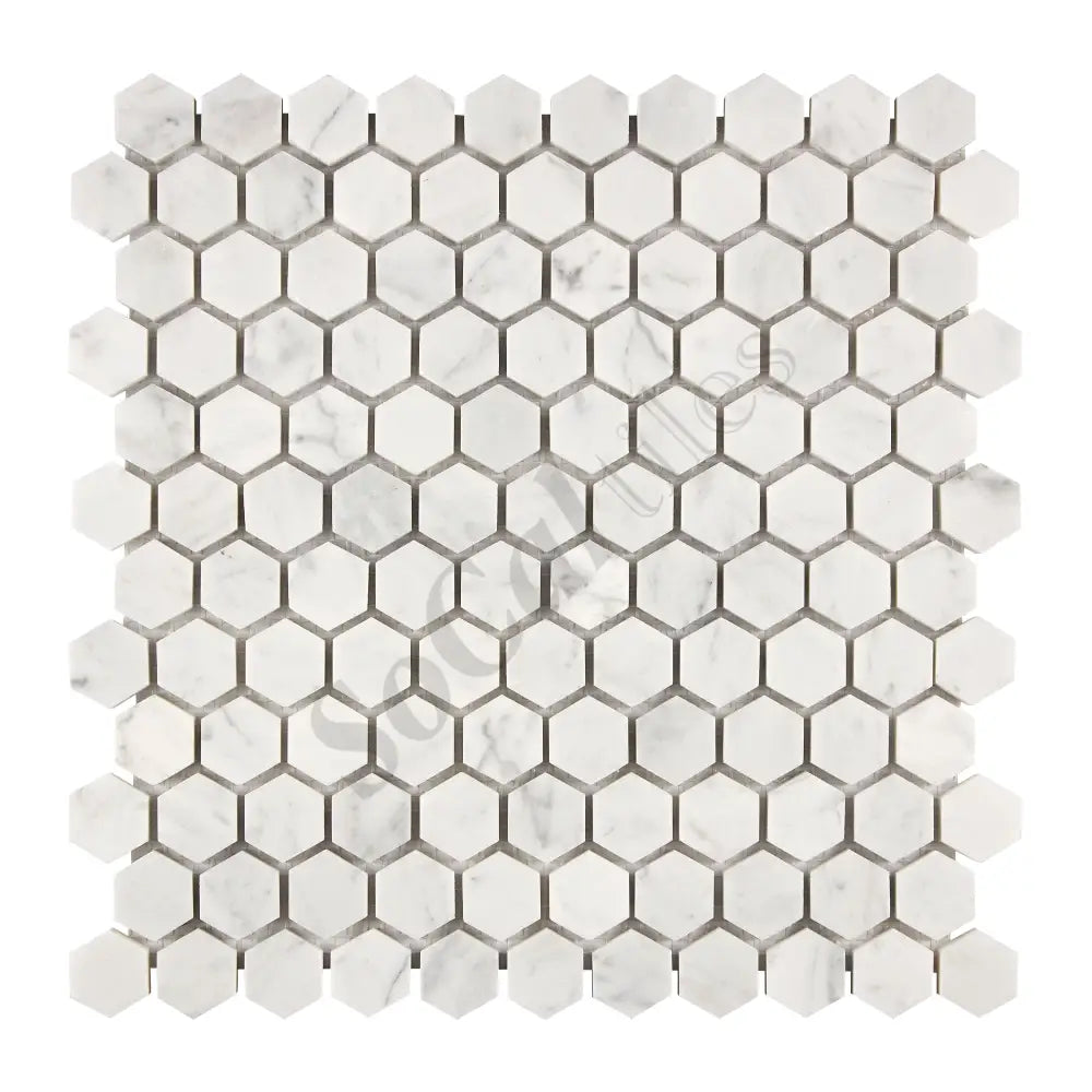 Bianco Carrara White Marble 1’’ X 1’’ Hexagon Mosaic Wall Tile