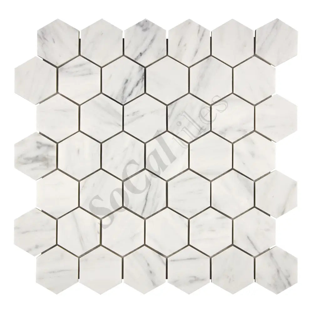 Bianco Carrara White Marble 2’’ X 2’’ Hexagon Mosaic Wall Tile