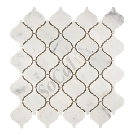 Bianco Carrara White Marble 3’’ Arabesque Lantern Mosaic Wall Tile