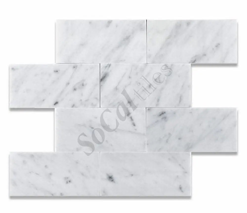 Bianco Carrara White Marble 3’’ X 6’’ Tile Micro-Beveled Wall Tile