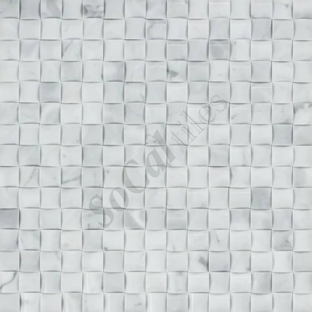 Bianco Carrara White Marble 3D Small-Bread Mosaic Wall Tile