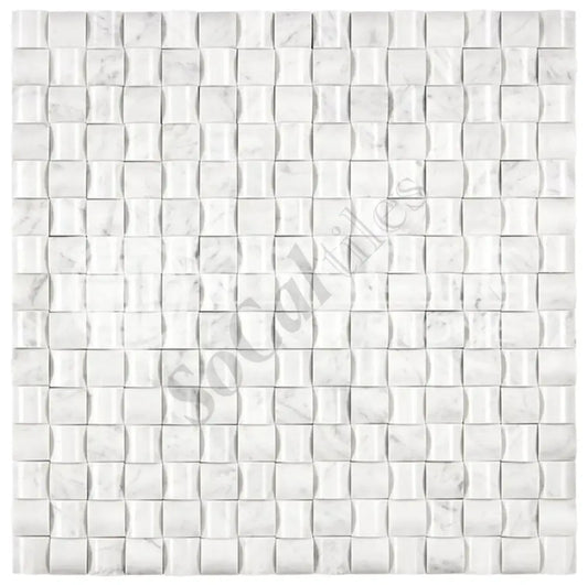Bianco Carrara White Marble 3D Small-Bread Mosaic Wall Tile