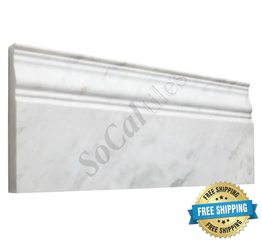 Bianco Carrara White Marble 4-3/4’’ X 12’’ Baseboard Trim Baseboard