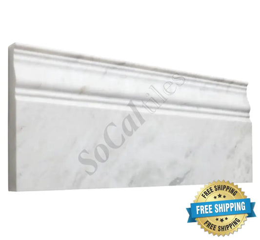 Bianco Carrara White Marble 4-3/4’’ X 12’’ Baseboard Trim Baseboard