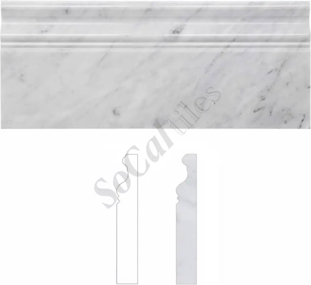 Bianco Carrara White Marble 4-3/4’’ X 12’’ Baseboard Trim Baseboard