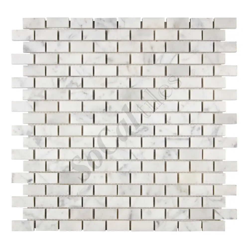 Bianco Carrara White Marble 5/8’’ X 1-1/4’’ Brick Mosaic Wall Tile