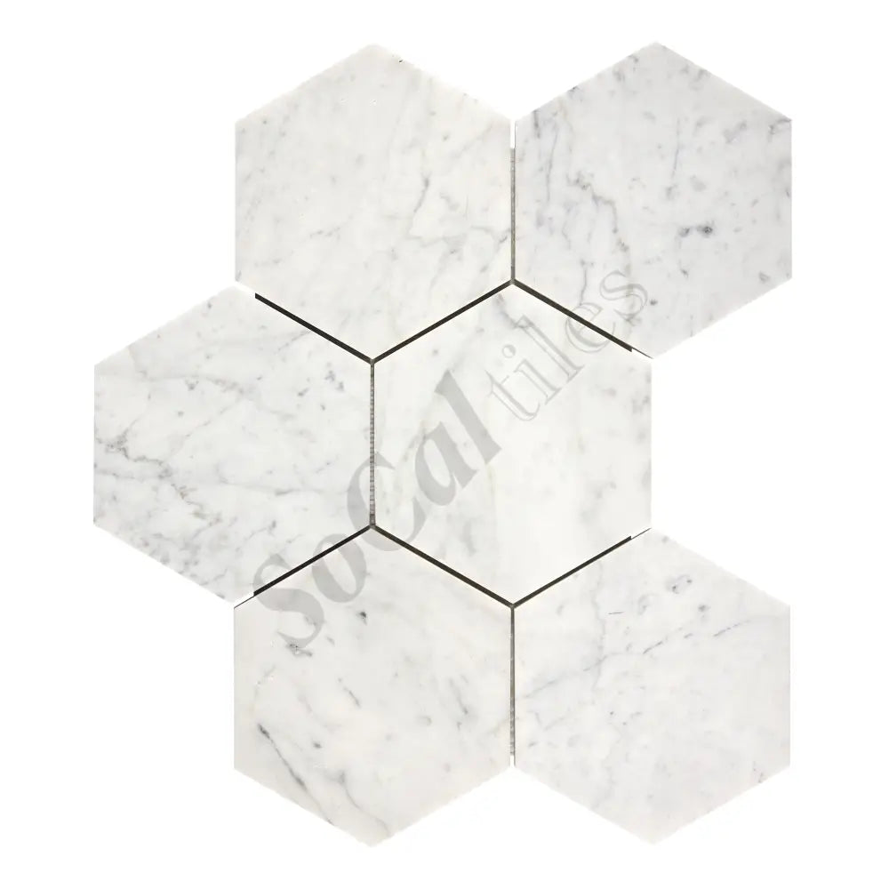 Bianco Carrara White Marble 5’’ X 5’’ Hexagon Mosaic Wall Tile
