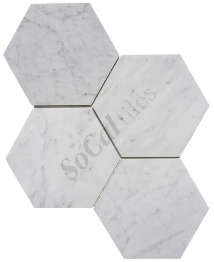 Bianco Carrara White Marble 6’’ X 6’’ Hexagon Mosaic Wall Tile