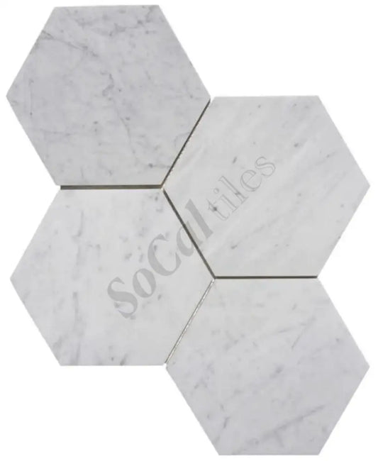 Bianco Carrara White Marble 6’’ X 6’’ Hexagon Mosaic Wall Tile