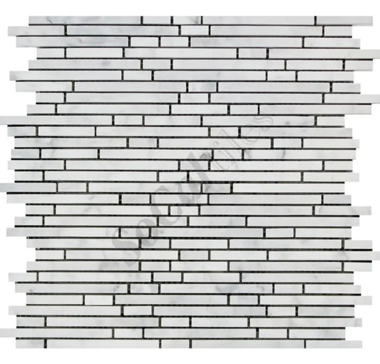 Bianco Carrara White Marble Bamboo Sticks Mosaic Wall Tile