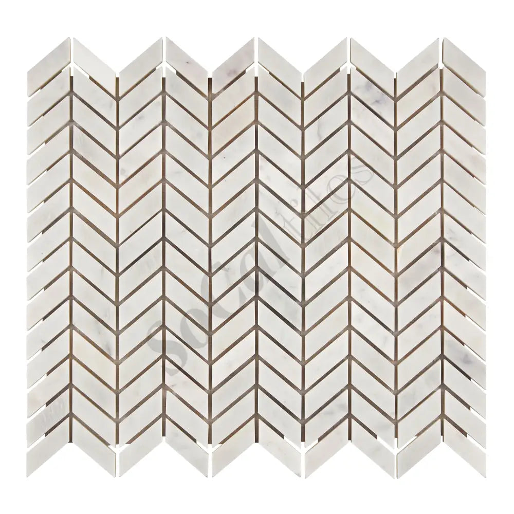 Bianco Carrara White Marble Chevron Mini Mosaic Wall Tile