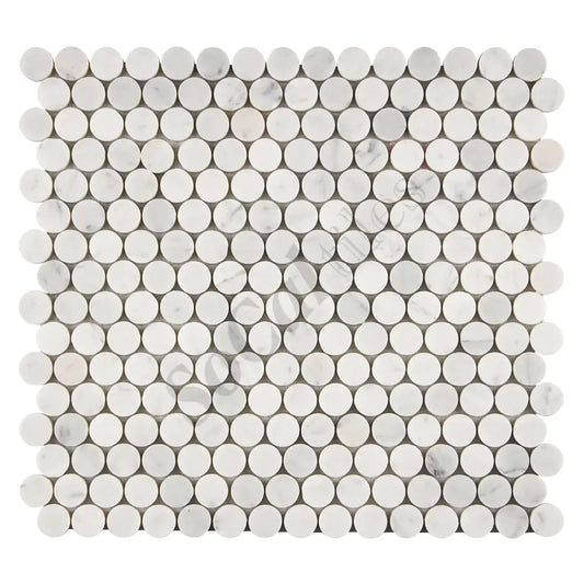 Bianco Carrara White Marble Penny-Round Mosaic Wall Tile