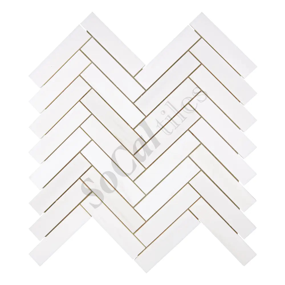 Bianco Dolomite 1’’ X 4’’ Herringbone Mosaic Polished/Honed Backsplash Tile