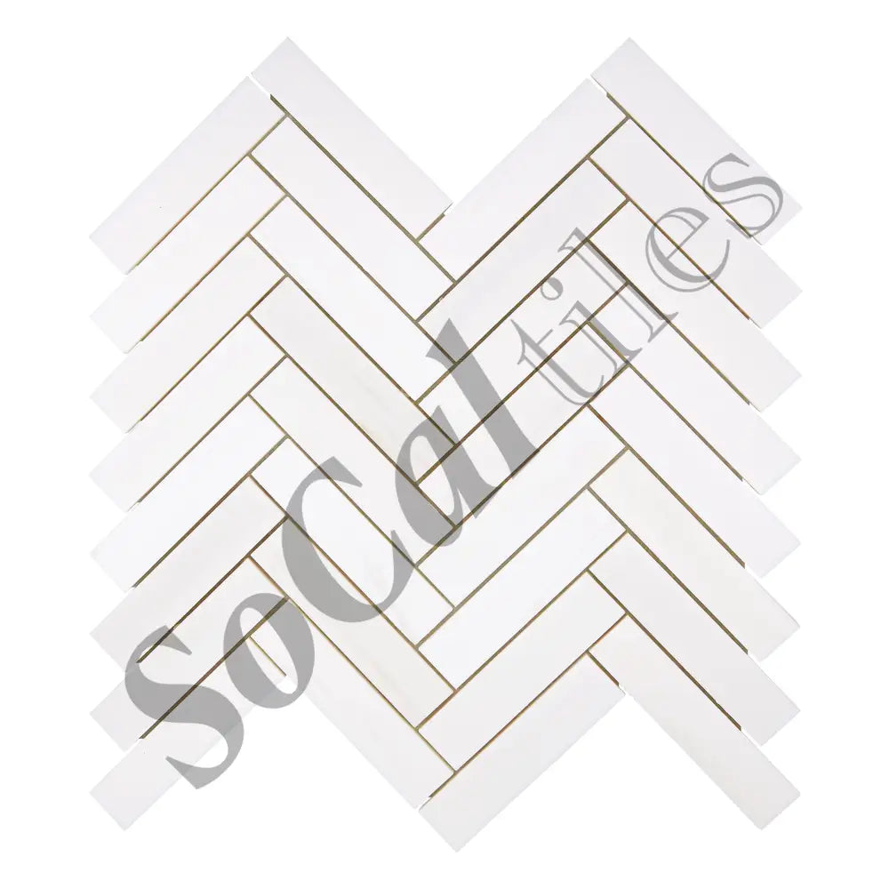 Bianco Dolomite 1’’ X 4’’ Herringbone Mosaic Polished/Honed Backsplash Tile