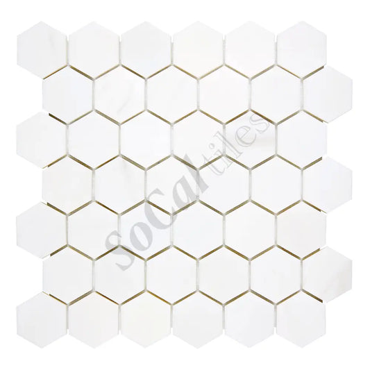 Bianco Dolomite 2’’ X 2’’ Hexagon Mosaic Polished/Honed Backsplash Tile