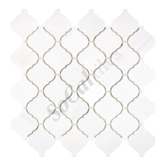Bianco Dolomite 3’’ Arabesque Lantern Mosaic Polished/Honed Backsplash Tile