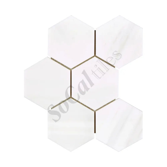 Bianco Dolomite 4’’ X 4’’ Hexagon Mosaic Polished/Honed Backsplash Tile