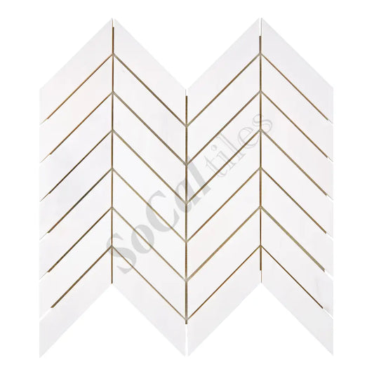 Bianco Dolomite Chevron Mosaic Polished/Honed Backsplash Tile