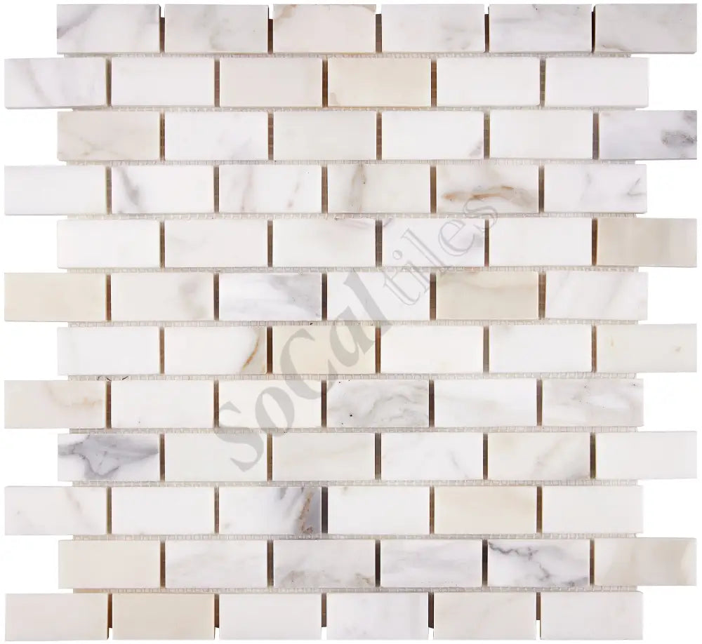 Calacatta Gold Marble 1’’ X 2’’ Brick Mosaic Wall Tile