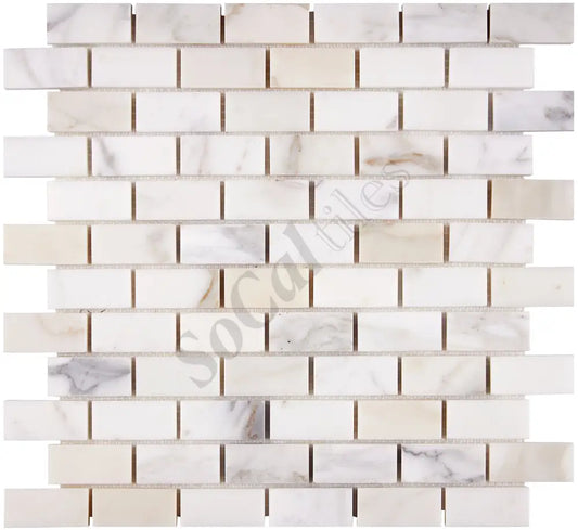Calacatta Gold Marble 1’’ X 2’’ Brick Mosaic Wall Tile