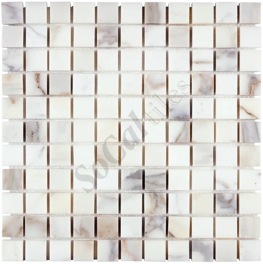 Calacatta Gold Marble 1’’ X 1’’ Mosaic Wall Tile