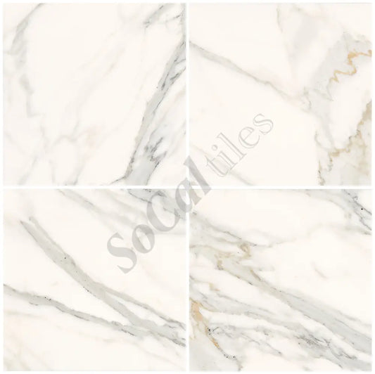 Calacatta Gold Marble 12’’ X 12’’ Tile Micro-Beveled Wall Tile