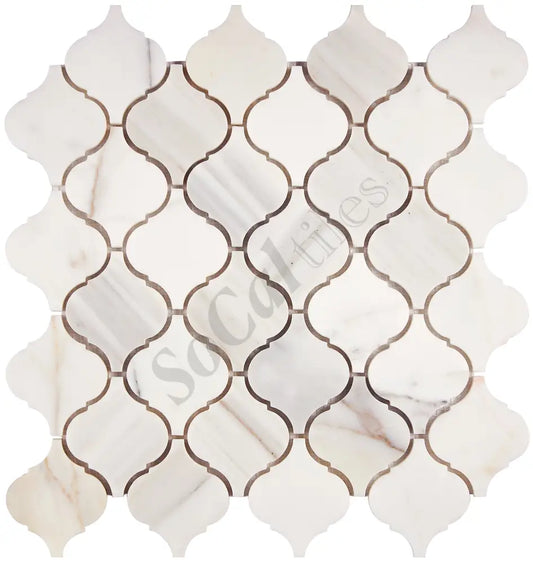 Calacatta Gold Marble 3’’ Arabesque Lantern Mosaic Wall Tile