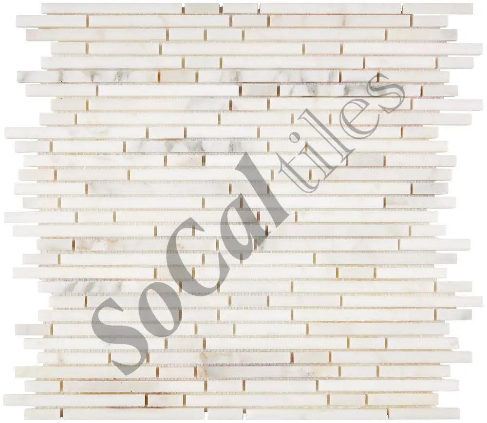 Calacatta Gold Marble Bamboo Sticks 8 mm Random-Strip Mosaic Wall Tile