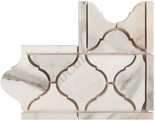 Calacatta Gold Marble Lantern Border - Corner Accent & Trim Tile