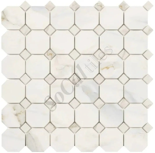 Calacatta Gold Marble Octagon Mosaic Wall Tile